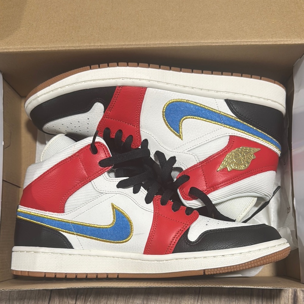 Nike Air Jordan Mid Sneakers - Red, Blue, Black, White